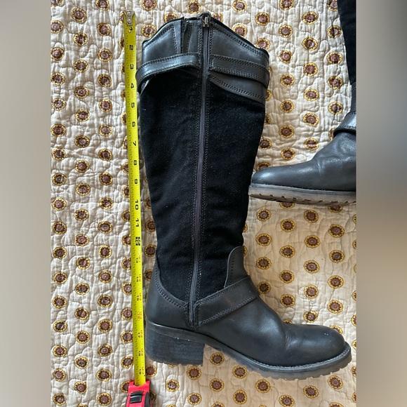 Fabianelli Black Leather & Suede Tall Boots Size 7 Handcrafted in Italy - Picture 3 of 8